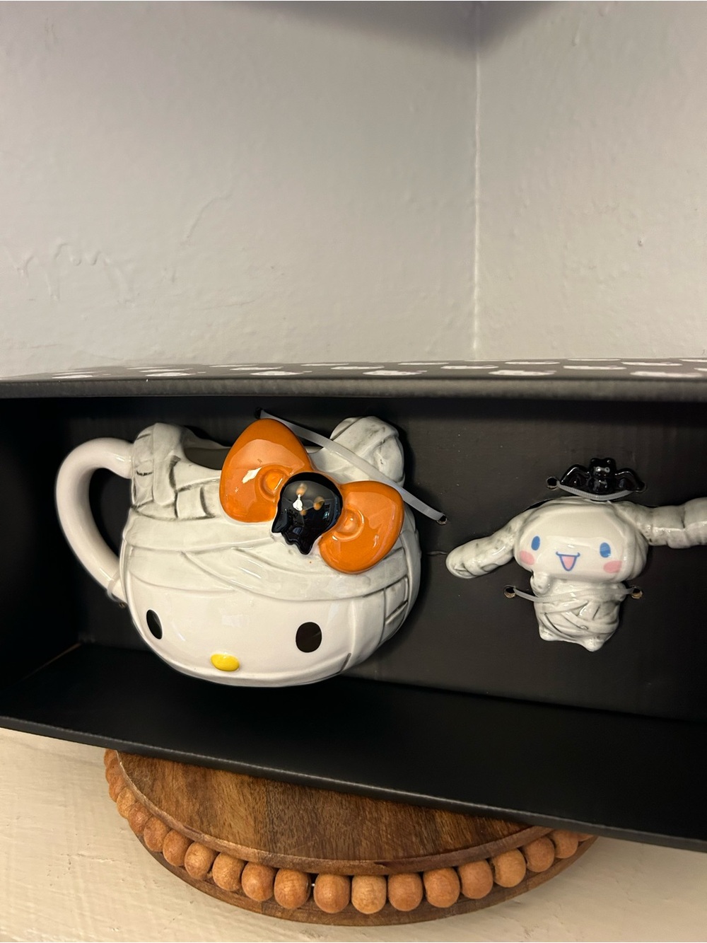 Blue Sky Hello Kitty White Mummy Mug with Orange Bow Accent